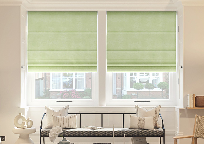 Florence Faux Suede, Green Leaf - Twist&Fit Roman Blind - Image 3